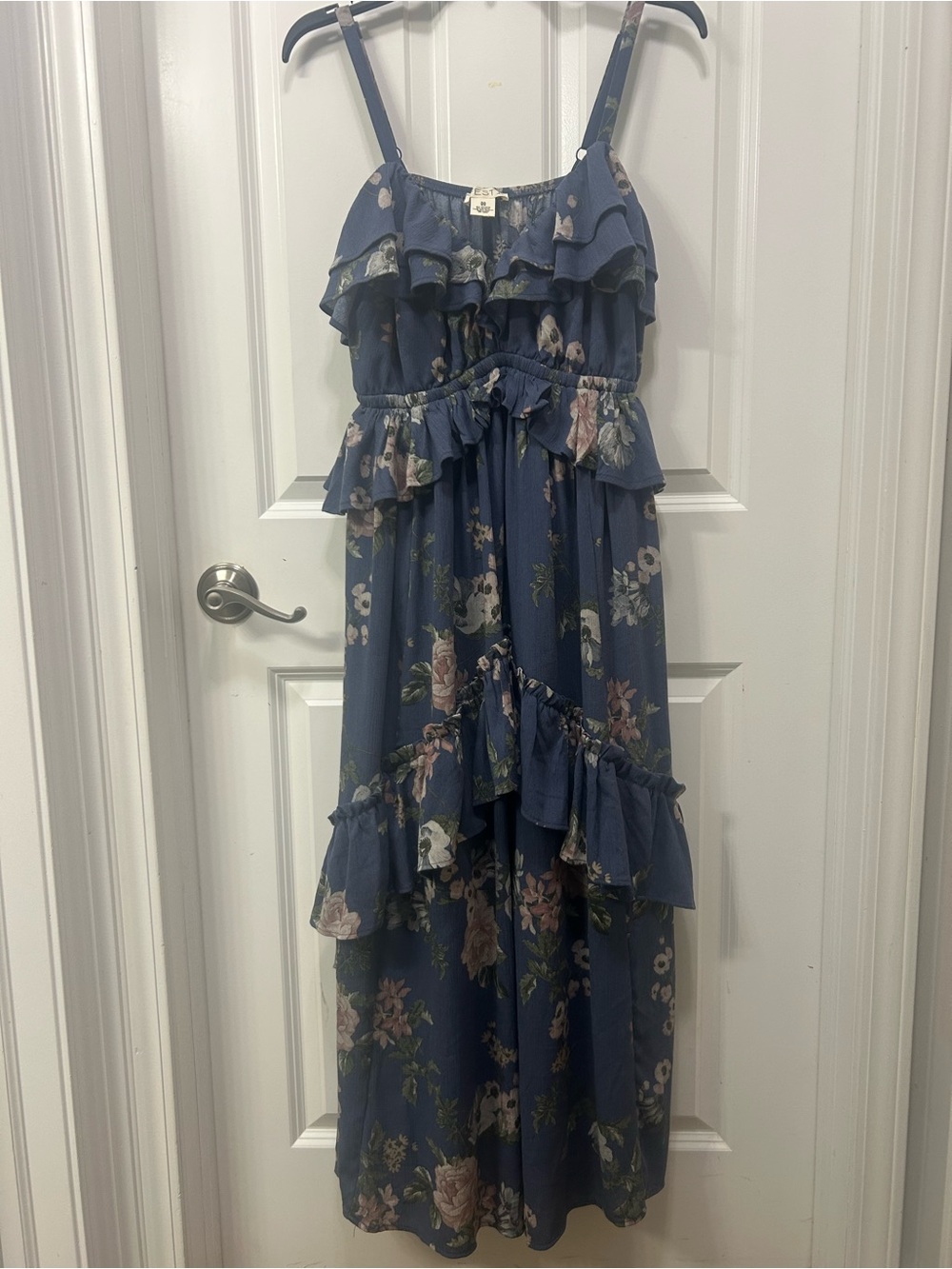torrid Floral Ruffled Maxi Dress Divine Diana Floral Navy NWOT SIZE 00 /Fit14-16 - Picture 7 of 12